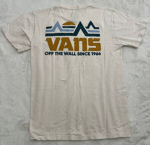 Vans Off The Wall Since 1966 T Shirt Mens Small Cream Skate Logo Graphic Tee Top
